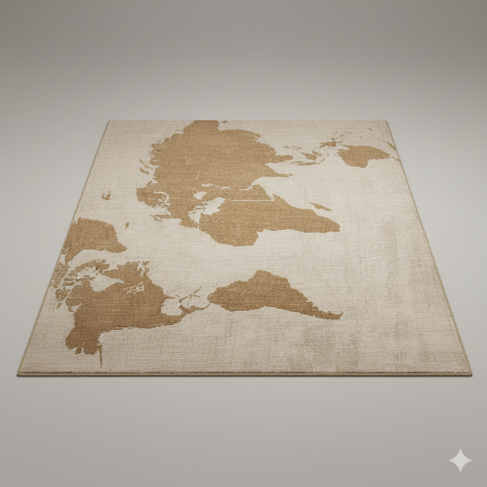 Earth Tones World Map Area Rug