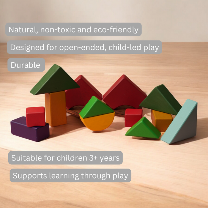 Earthy Rhythm - Set of Wooden Building Blocks set | Geometric Blocks (6 Months+)