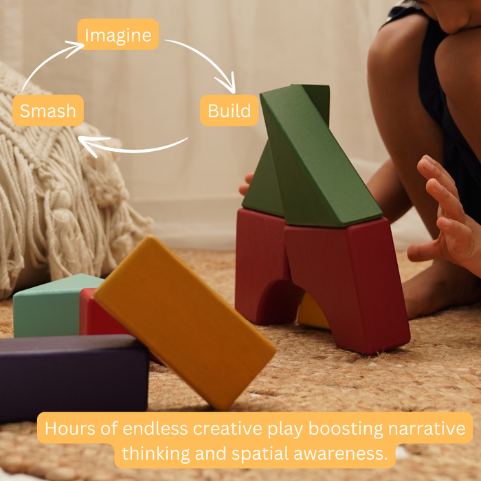 Earthy Rhythm - Set of Wooden Building Blocks set | Geometric Blocks (6 Months+)