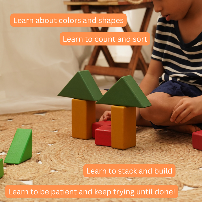 Earthy Rhythm - Set of Wooden Building Blocks set | Geometric Blocks (6 Months+)