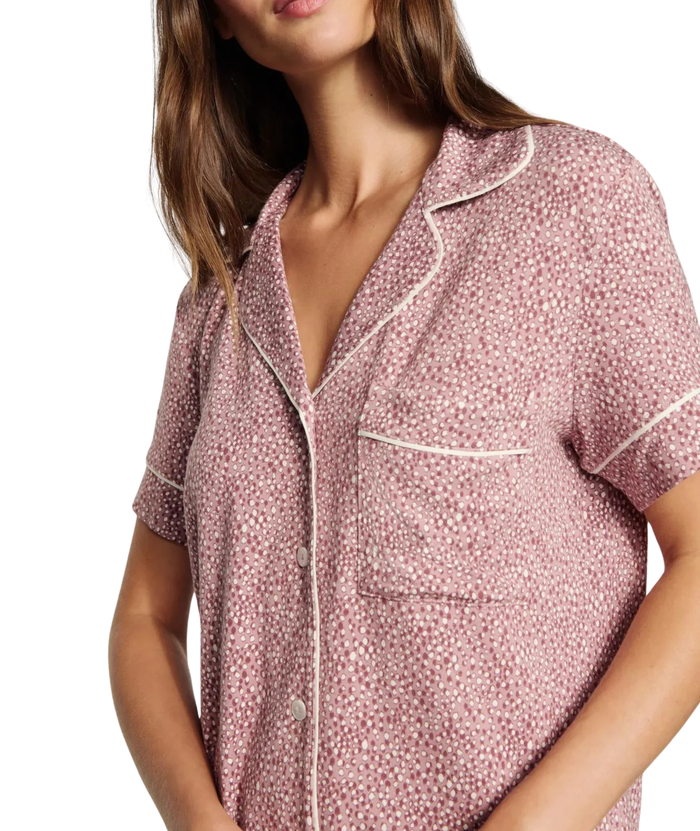 Eberjey Women Gisele Printed Relax Short PJ Set Animal Instinct Woodrose/Ivory Accessories Eberjey