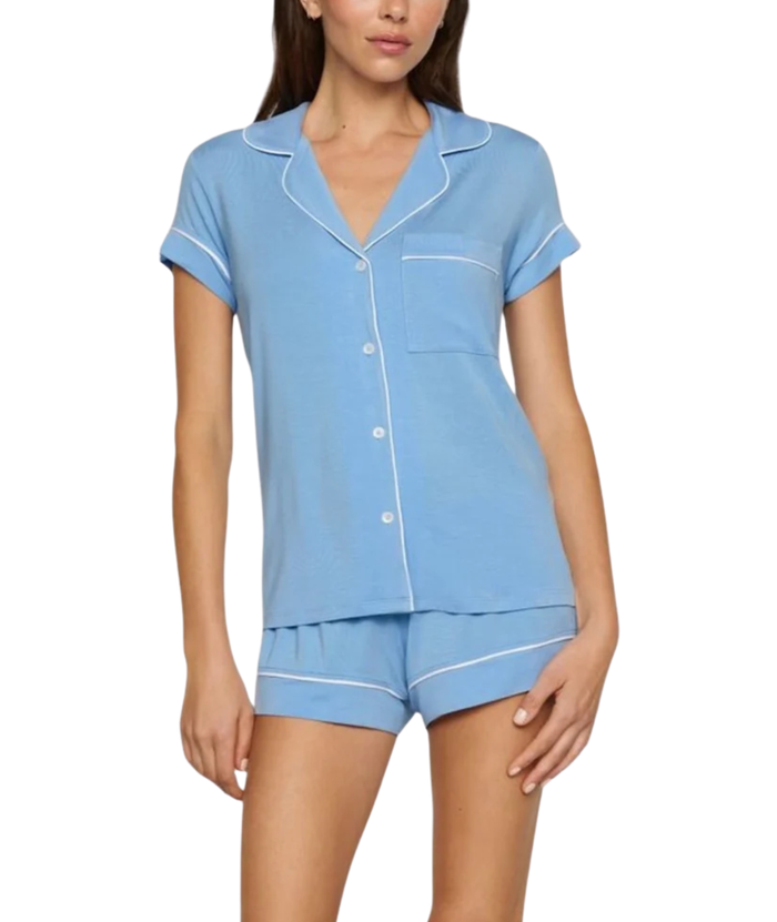 Eberjey Women Gisele Relaxed Short PJ Set Summer Blue/White Accessories Eberjey Blue Juniors/Women XXS