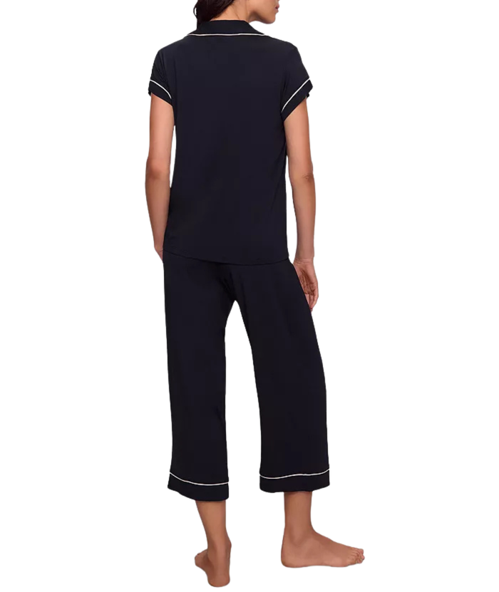 Eberjey Women Gisele Short Sleeve Crop Pants PJ Set Black/Sorbet Pink Accessories Eberjey