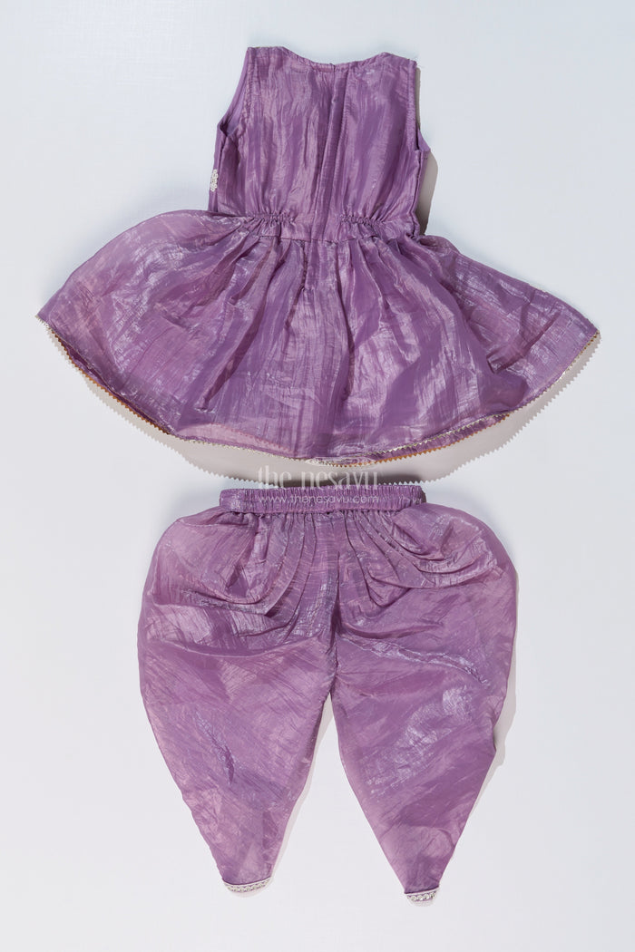The Nesavu Girls Dothi Sets Elegant Dhoti Pajama Kurta Set for Girls with Glaze Shimmer Organza and Embroidered Details Nesavu Nesavu Elegant Dhoti Pajama Kurta Set Girls Glaze Shimmer Organza Embroidered Details