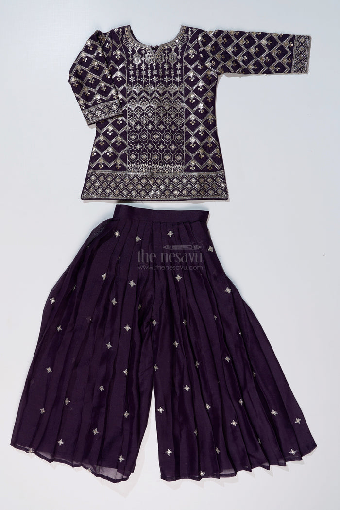 The Nesavu Girls Sharara / Plazo Set Elegant Girls Sharara Choli Dress with Embroidered Georgette and Matching Dupatta Nesavu Nesavu Elegant Girls Sharara Choli Dress Embroidered Georgette Matching Dupatta