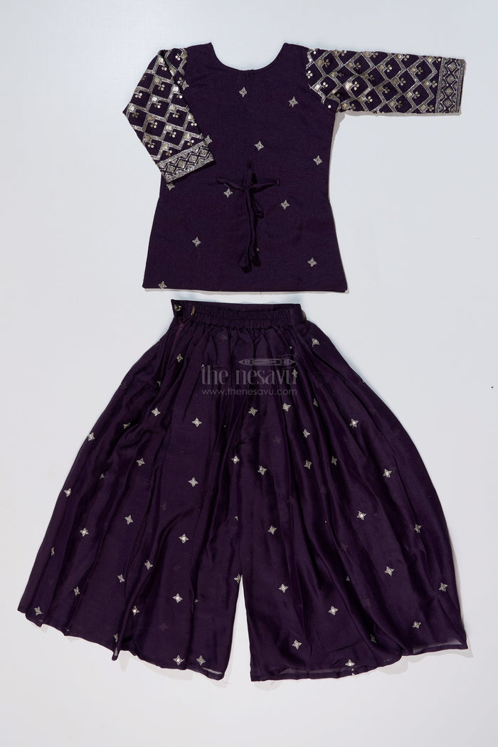 The Nesavu Girls Sharara / Plazo Set Elegant Girls Sharara Choli Dress with Embroidered Georgette and Matching Dupatta Nesavu Nesavu Elegant Girls Sharara Choli Dress Embroidered Georgette Matching Dupatta