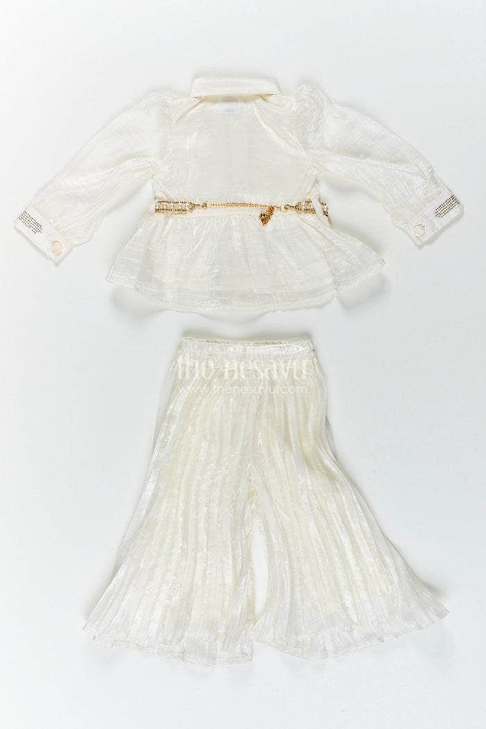 The Nesavu Elegant party set for toddler girls with collar top and pleated pants Nesavu Nesavu party set toddler girls pleated pants collared top  ideal evening celebrations