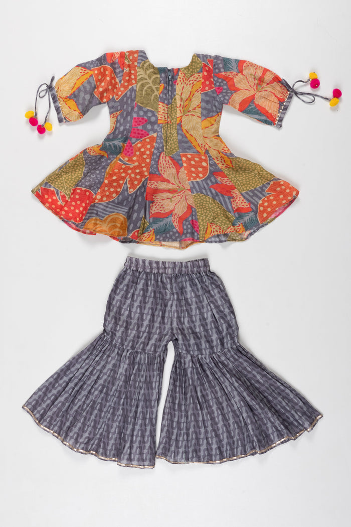 The Nesavu Girls Sharara / Plazo Set Embrace the Fusion with Modernity: Short Kurti and Gharara Sets for Summer Nesavu Shop Summers Latest Trend | Elegant Short Kurti with Gharara Sets | The Nesavu