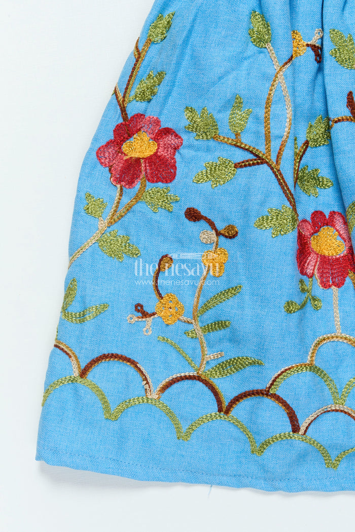The Nesavu Girls Cotton Frock Embroidered Cotton Frock for Girls for School Functions and Family Outings Nesavu Nesavu embroidered cotton frock girls school events stage functions casual celebrations
