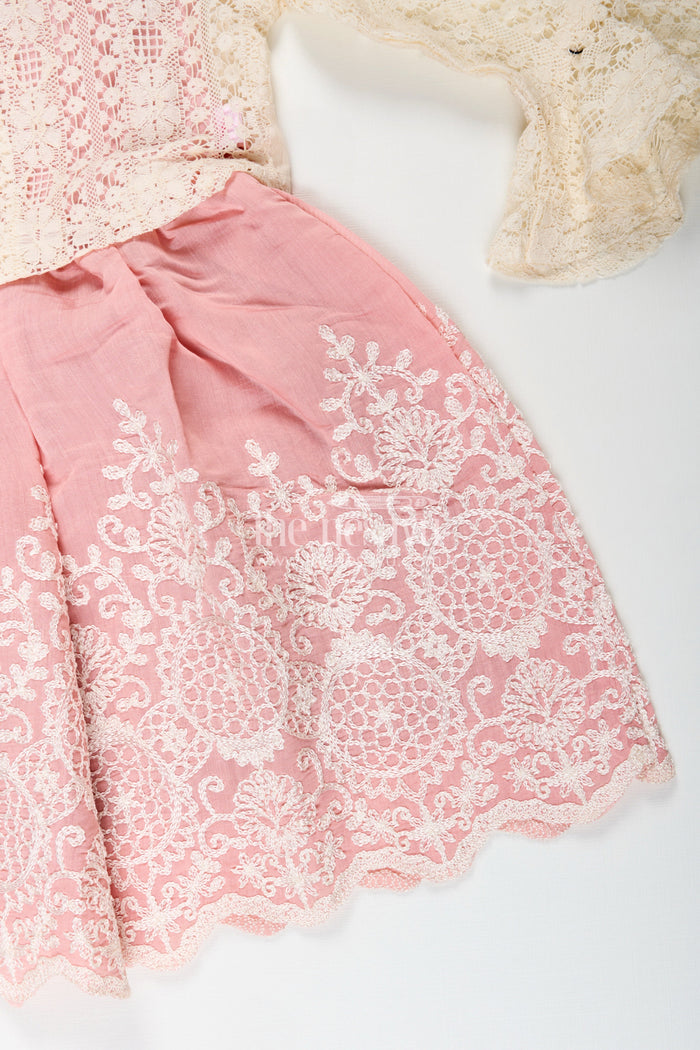 The Nesavu Girls Fancy Frock Embroidered frock and net jacket set for toddler girls for family events Nesavu Nesavu embroidered frock net jacket set toddler girls weddings special occasions