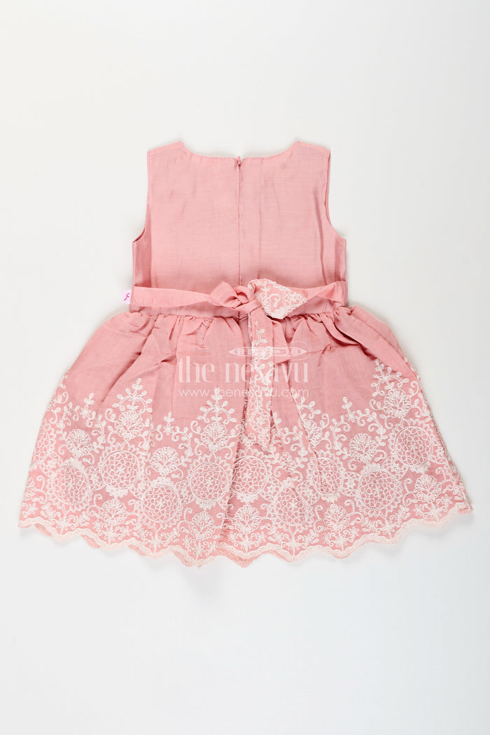 The Nesavu Girls Fancy Frock Embroidered frock and net jacket set for toddler girls for family events Nesavu Nesavu embroidered frock net jacket set toddler girls weddings special occasions
