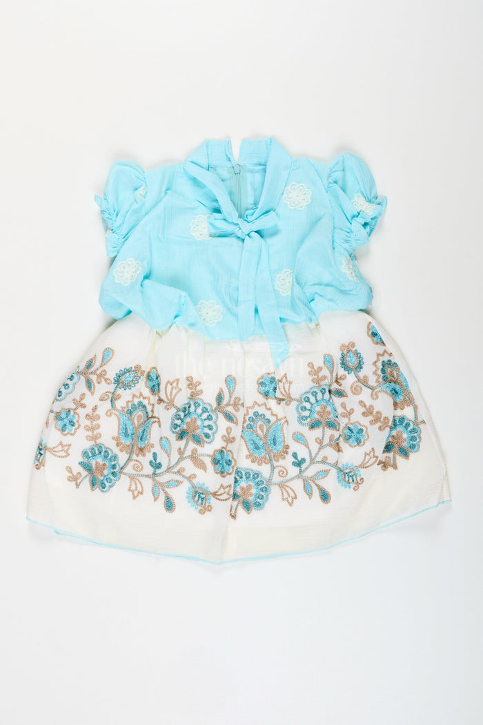 The Nesavu Embroidered frock for toddler girls for birthday and photo day Nesavu 20 (3Y) / Blue GFC1824B-20 Nesavu toddler girl frock embroidery birthdays special occasions