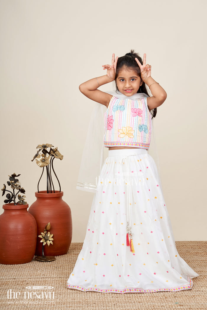 The Nesavu Girls Lehenga Choli Embroidered lehenga choli for baby girls for birthdays and ethnic events Nesavu 16 (1Y) / Cream GL759A-16 Nesavu embroidered lehenga choli baby girls georgette  ideal birthdays ethnic celebrations
