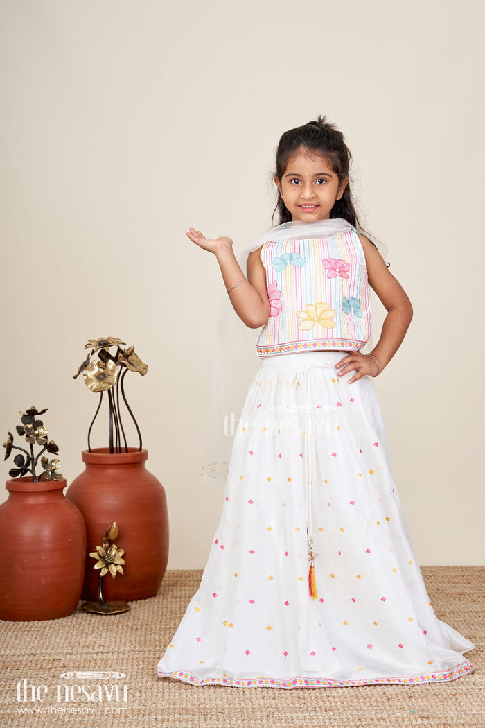 The Nesavu Girls Lehenga Choli Embroidered lehenga choli for baby girls for birthdays and ethnic events Nesavu Nesavu embroidered lehenga choli baby girls georgette  ideal birthdays ethnic celebrations