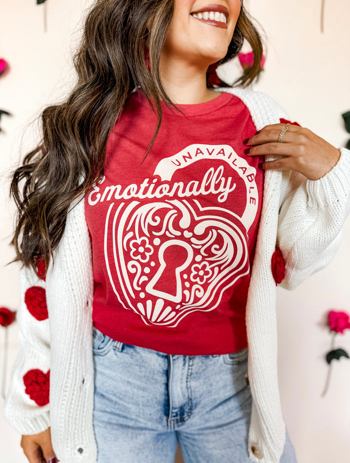Emotionally Unavailable Valentine's Shirt (Red)
