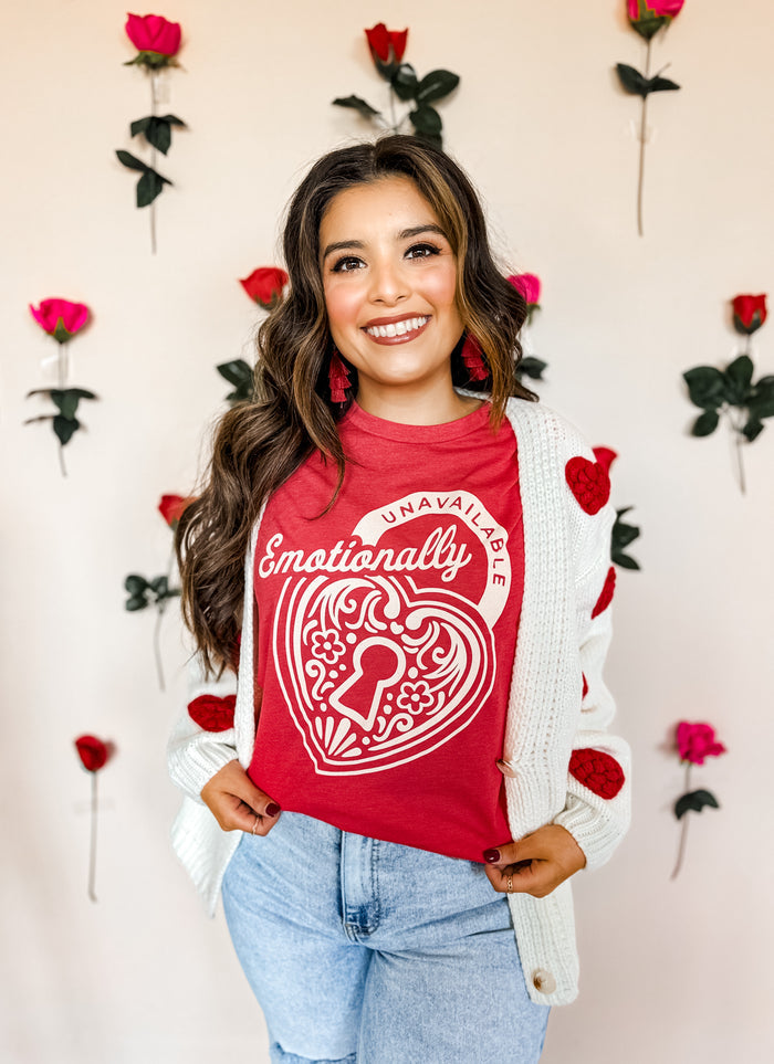 Emotionally Unavailable Valentine's Shirt (Red)