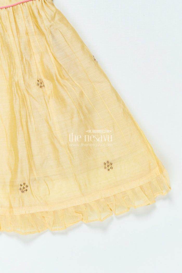 The Nesavu Girls Chanderi Frock Ethnic Chanderi Frock for Baby Girls for Poojas and Birthday Functions Nesavu Nesavu ethnic chanderi cotton frock baby girls poojas birthdays temple functions