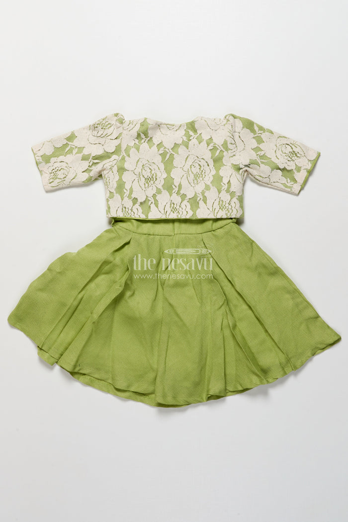 The Nesavu Girls Cotton Frock Ethnic Cotton Frock with Jacket for Girls Attending Family Functions Nesavu Nesavu ethnic cotton frock embroidery jacket girls  ideal temple visits festive family events