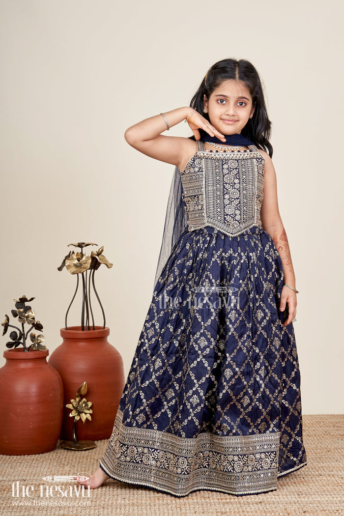 The Nesavu Girls Lehenga Choli Ethnic Lehenga Choli for Girls Perfect for Evening Events and Family Functions Nesavu 16 (1Y) / Blue GL814A-16 Nesavu ethnic viscose silk lehenga choli girls embroidery weddings evening functions