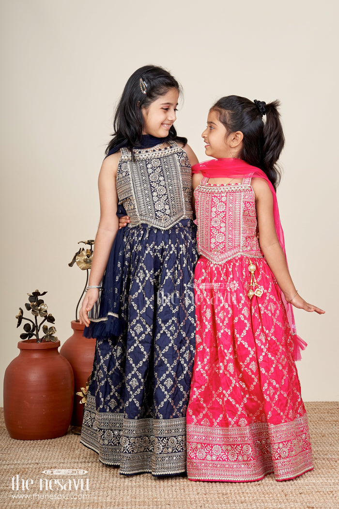 The Nesavu Girls Lehenga Choli Ethnic Lehenga Choli for Girls Perfect for Evening Events and Family Functions Nesavu Nesavu ethnic viscose silk lehenga choli girls embroidery weddings evening functions