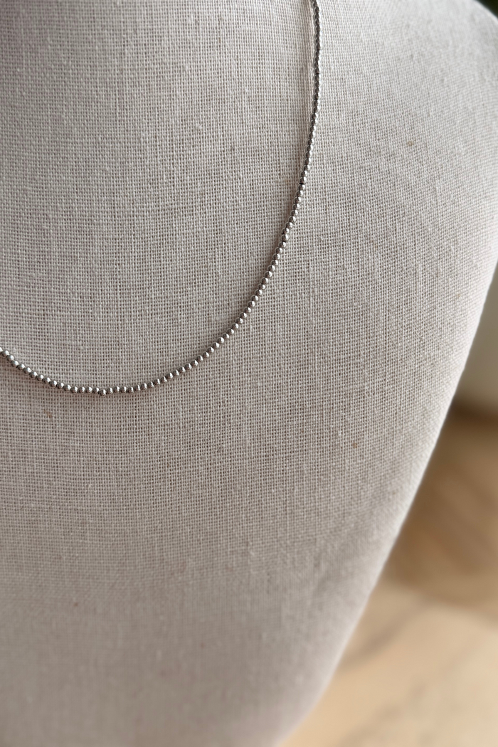 Everyday Silver Beaded Necklace