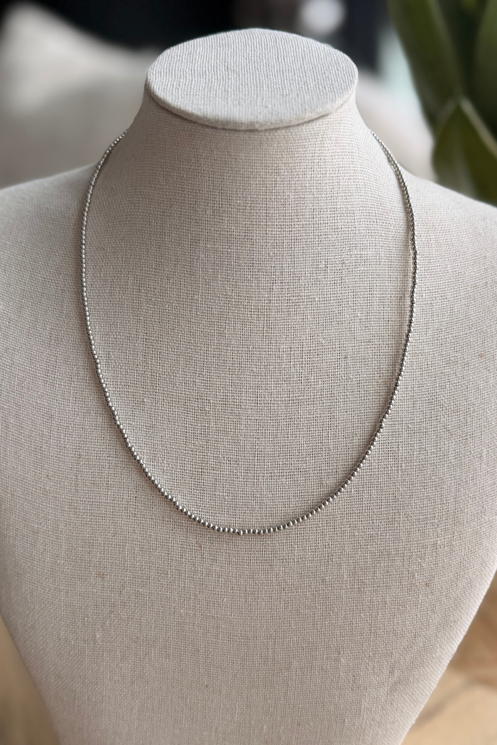 Everyday Silver Beaded Necklace