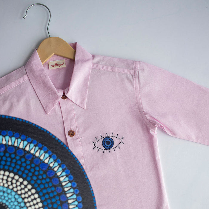 Evil Eye Embroidered Unisex Shirt - Light Pink (1-8 Years)