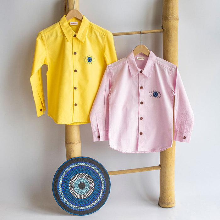 Evil Eye Embroidered Unisex Shirt - Light Pink (1-8 Years)