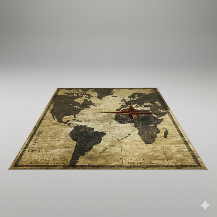 Explorer Compass Map Area Rug