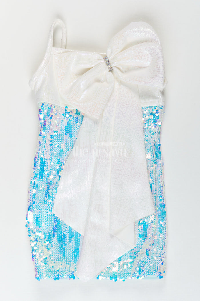 The Nesavu Girls Fancy Party Frock Fancy party frock for baby girl with sequin sparkle and satin bow Nesavu Nesavu baby girl sequin party frock bow matching bag birthdays events