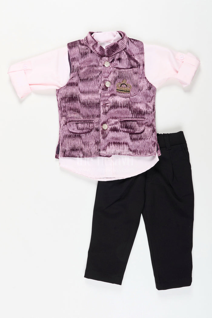The Nesavu Boys Jacket Sets Fancy velvet jacket set for toddler boys for special occasions Nesavu Nesavu toddler boys velvet jacket pant set  stylish party outfit festive occasions