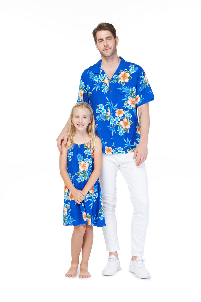 Father Daughter Mahina Set Hibiscus Blue