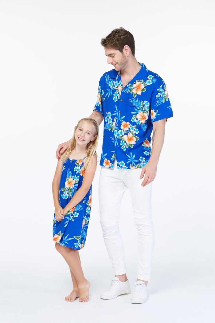 Father Daughter Mahina Set Hibiscus Blue