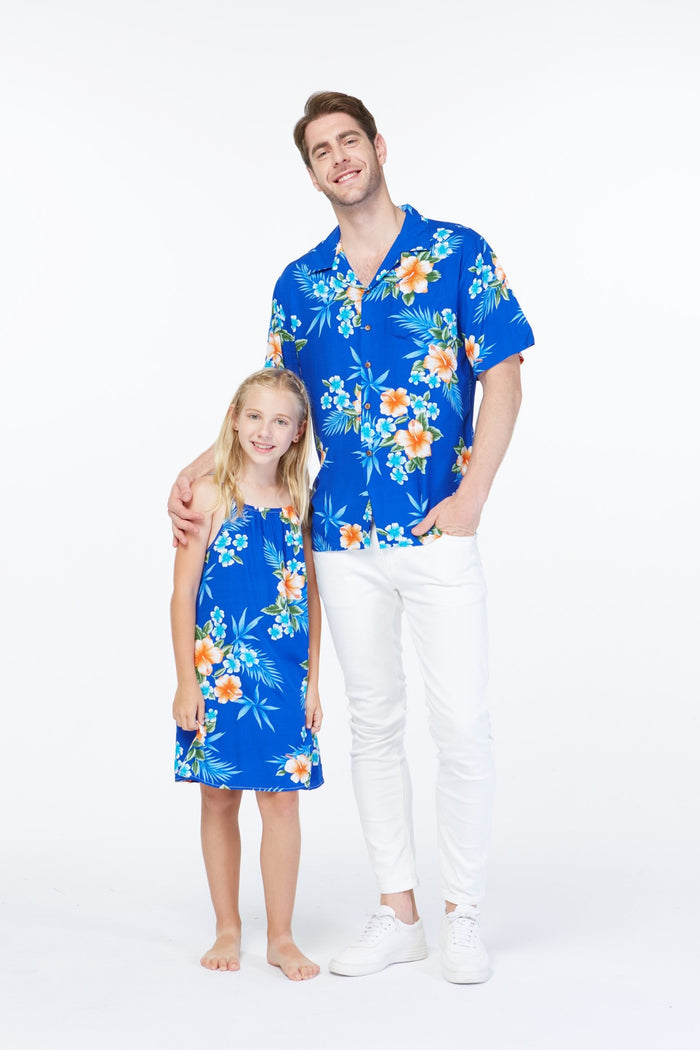 Father Daughter Mahina Set Hibiscus Blue