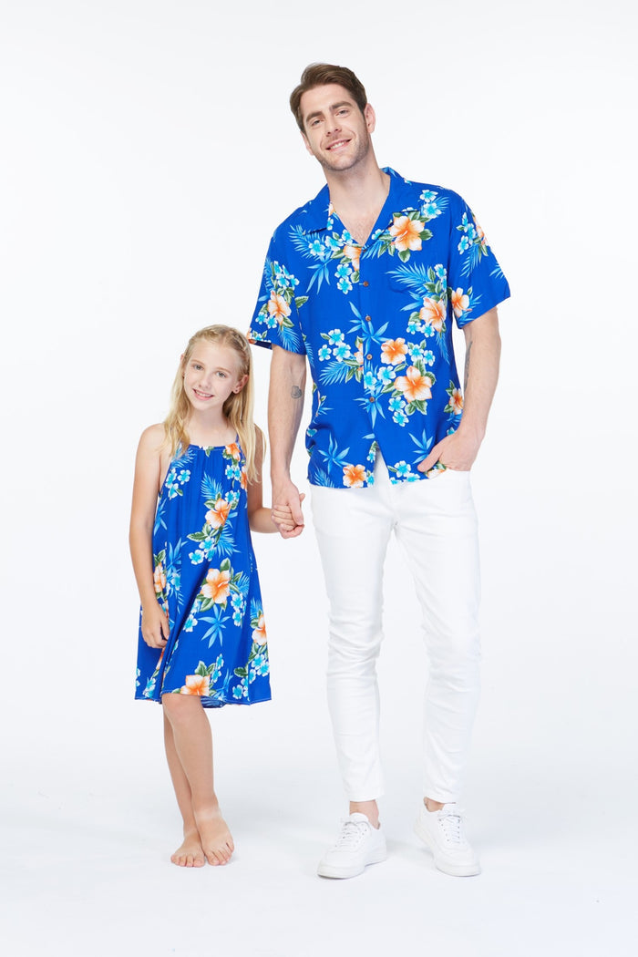 Father Daughter Mahina Set Hibiscus Blue
