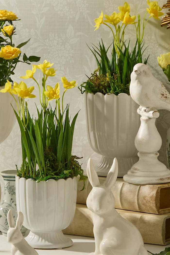 Faux Spring Potted Flowers