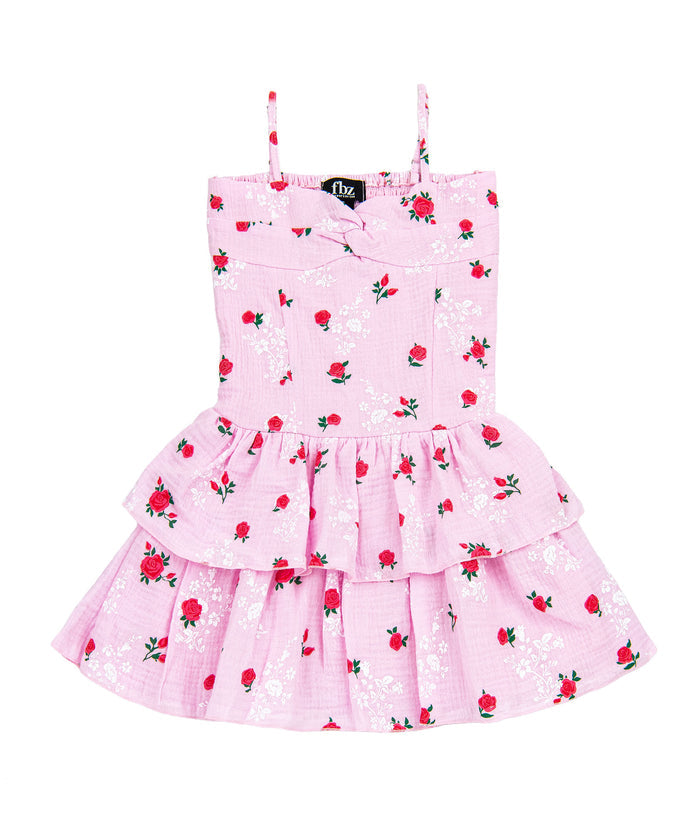 FBZ Girls Alsina Twist Knot Pink Floral Dress Distressed/seasonal girls FBZ Flowers By Zoe