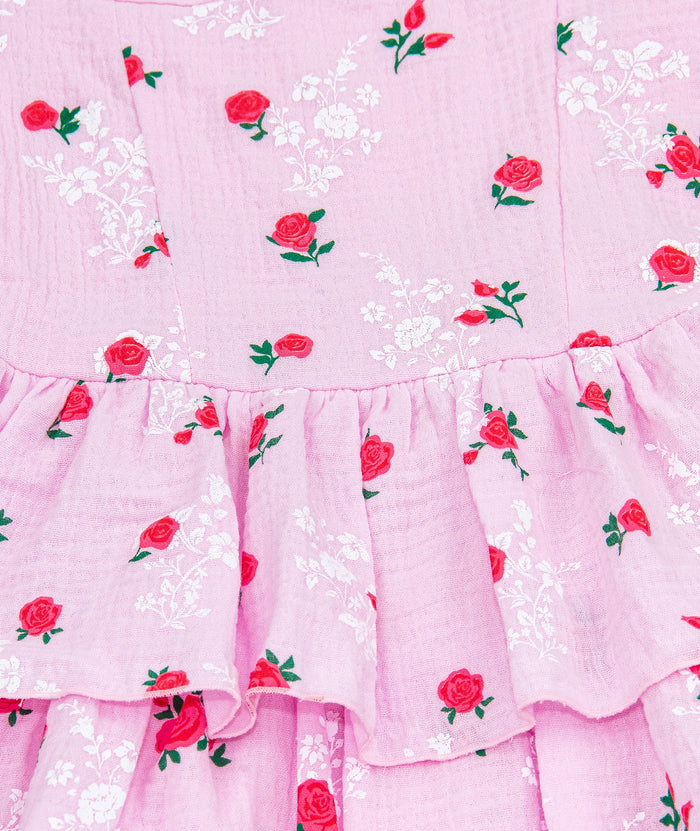 FBZ Girls Alsina Twist Knot Pink Floral Dress Distressed/seasonal girls FBZ Flowers By Zoe