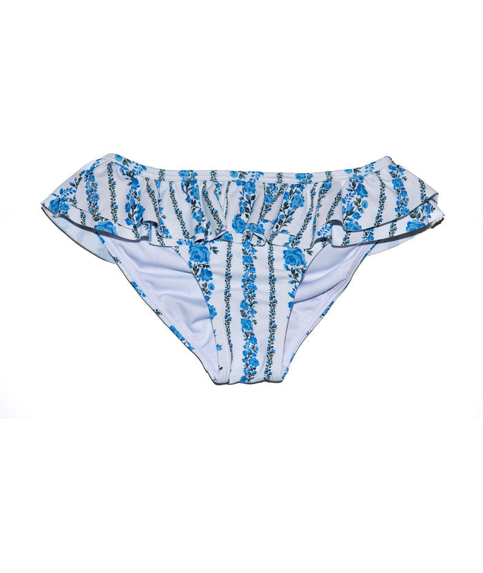 FBZ Girls Blue Stripe Floral Ruffle Bikini Distressed/seasonal girls FBZ Flowers By Zoe