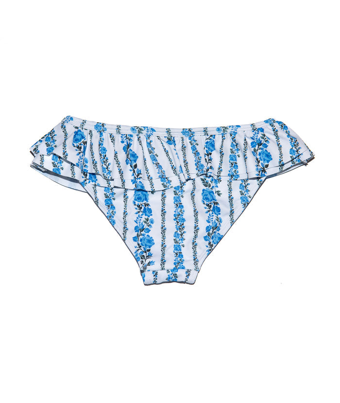 FBZ Girls Blue Stripe Floral Ruffle Bikini Distressed/seasonal girls FBZ Flowers By Zoe