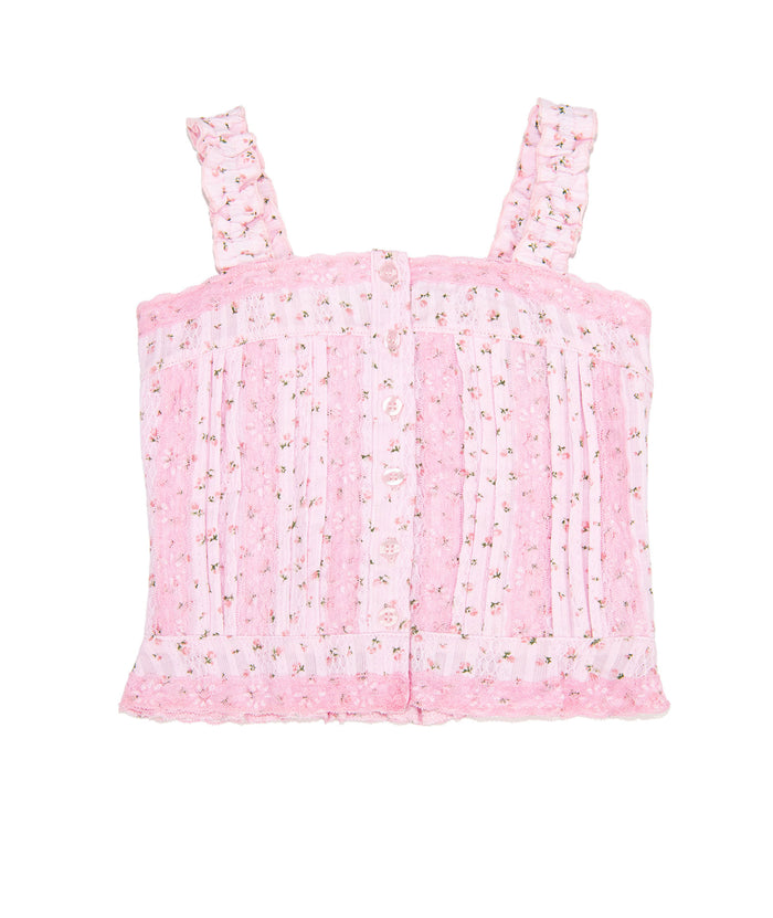 FBZ Girls Cameron Pink Floral Lace Tank Distressed/seasonal girls FBZ Flowers By Zoe