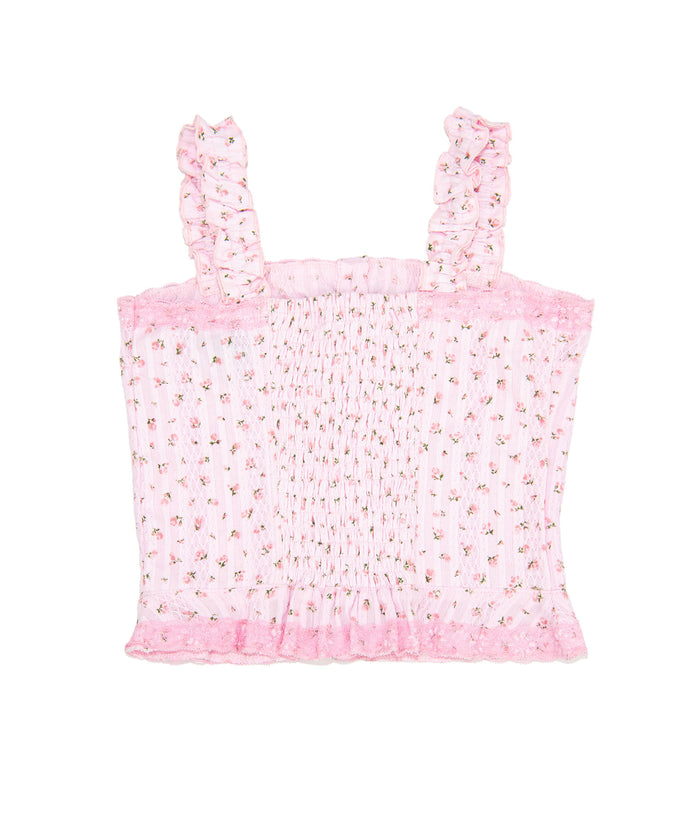 FBZ Girls Cameron Pink Floral Lace Tank Distressed/seasonal girls FBZ Flowers By Zoe