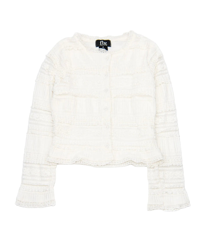FBZ Girls Carrie Ruffle Line Lace Cardigan Distressed/seasonal girls FBZ Flowers By Zoe