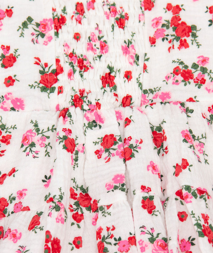 FBZ Girls Dara Red Short Sleeve Floral Dress Distressed/seasonal girls FBZ Flowers By Zoe