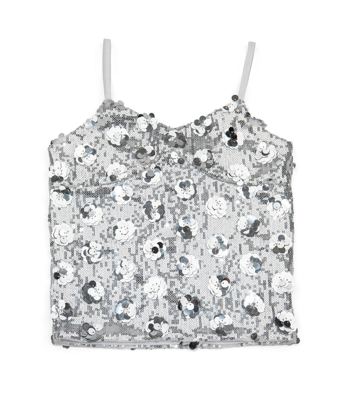 FBZ Girls Dusty Silver Paillette Tank Girls Special Tops FBZ Flowers By Zoe