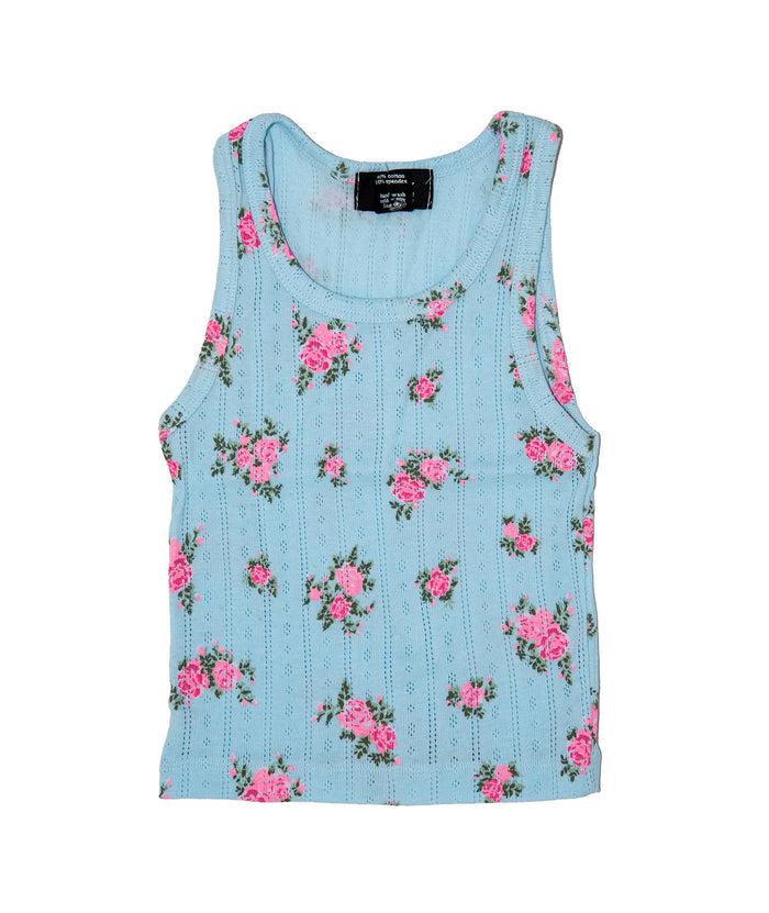 FBZ Girls Ellyn Pointelle Blue Floral Tank Girls Casual Tops FBZ Flowers By Zoe Floral Y/5
