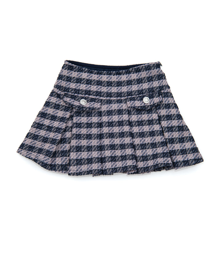 FBZ Girls Freddie Blue Houndstooth Tweed Skort Girls Casual Bottoms FBZ Flowers By Zoe