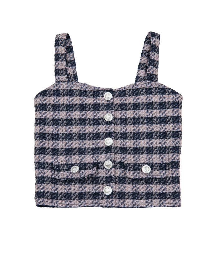 FBZ Girls Freddie Blue Houndstooth Tweed Tank Girls Casual Bottoms FBZ Flowers By Zoe