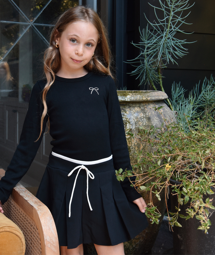 FBZ Girls Frieda Black Skirt With White Bow Distressed/seasonal girls FBZ Flowers By Zoe Black Y/S (7/8)