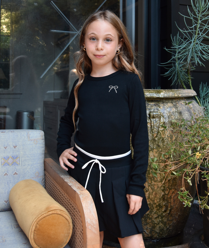 FBZ Girls Frieda Black Skirt With White Bow Distressed/seasonal girls FBZ Flowers By Zoe